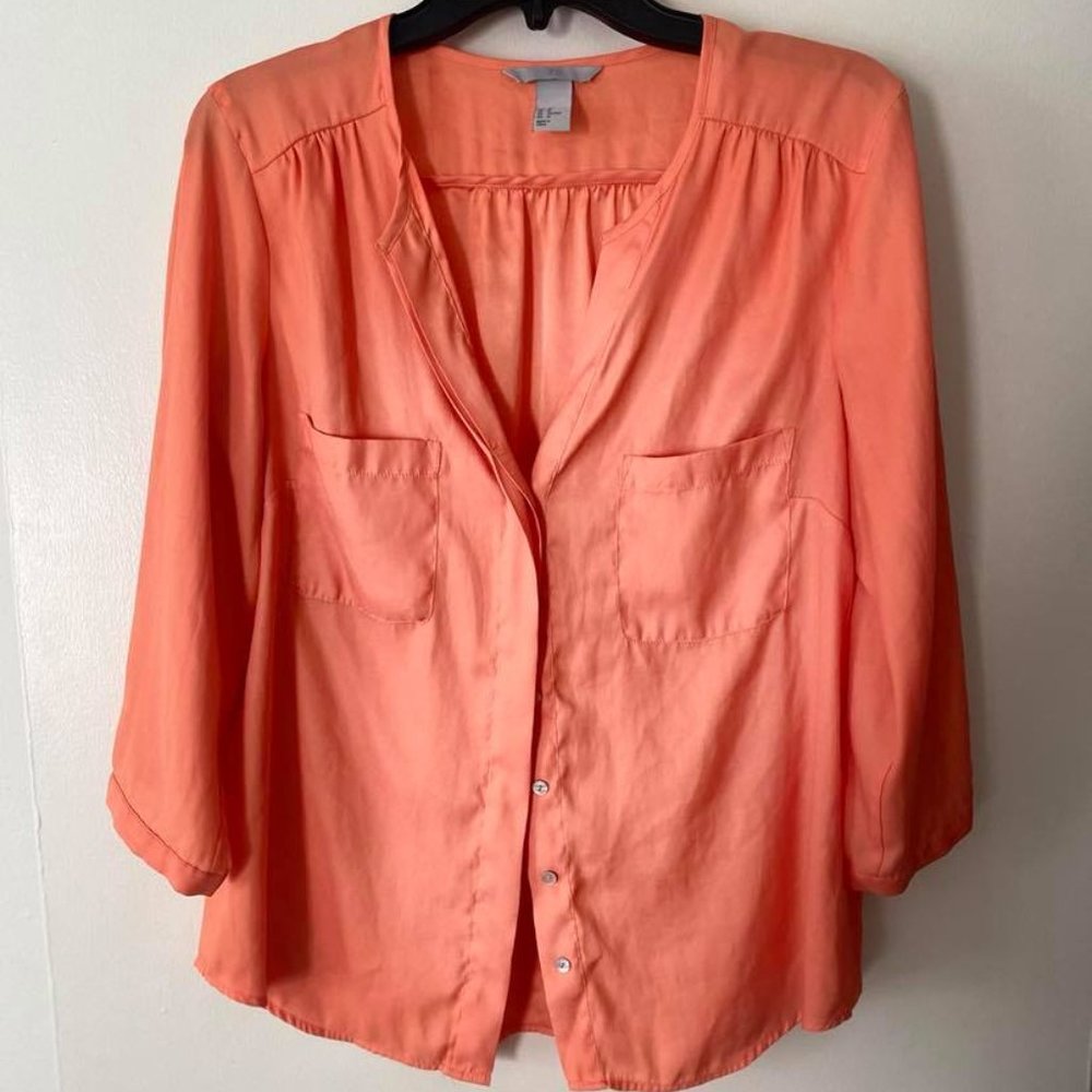 H&M 3/4 Sleeve Orange Blouse
